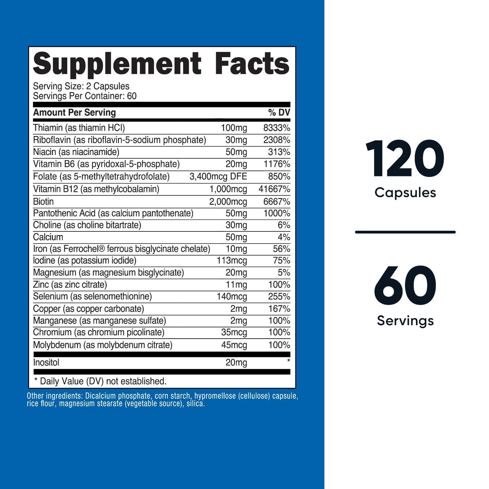 Nutricost Methylated Vitamin B Complex 120 Capsules – (60 Servings) Gluten-Free