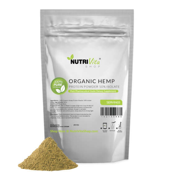 2lb 100% Pure Organic Hemp Protein Powder 50% Isolate USDA nonGMO High Fiber