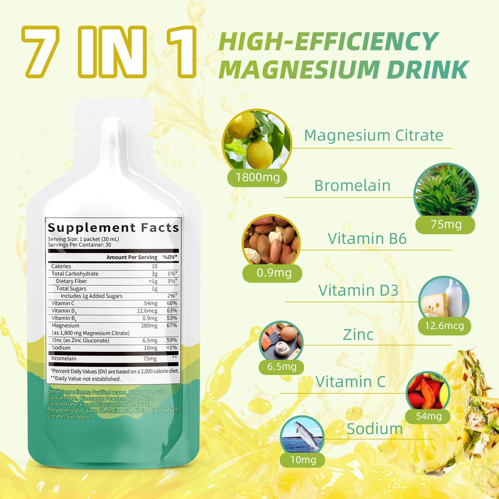 Magnesium Citrate Liquid Supplement,Magnesium Drink/Oral 1 Count (Pack of 30)