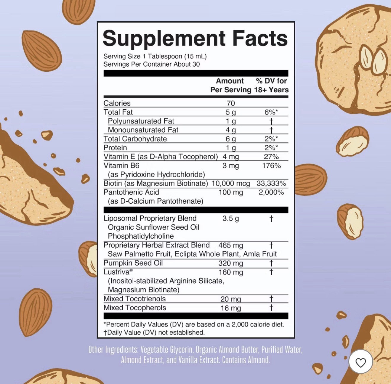 Hair MaryRuth’s Growth Liquid Supplement Biotin Almond Cookie, 15.22 fl oz