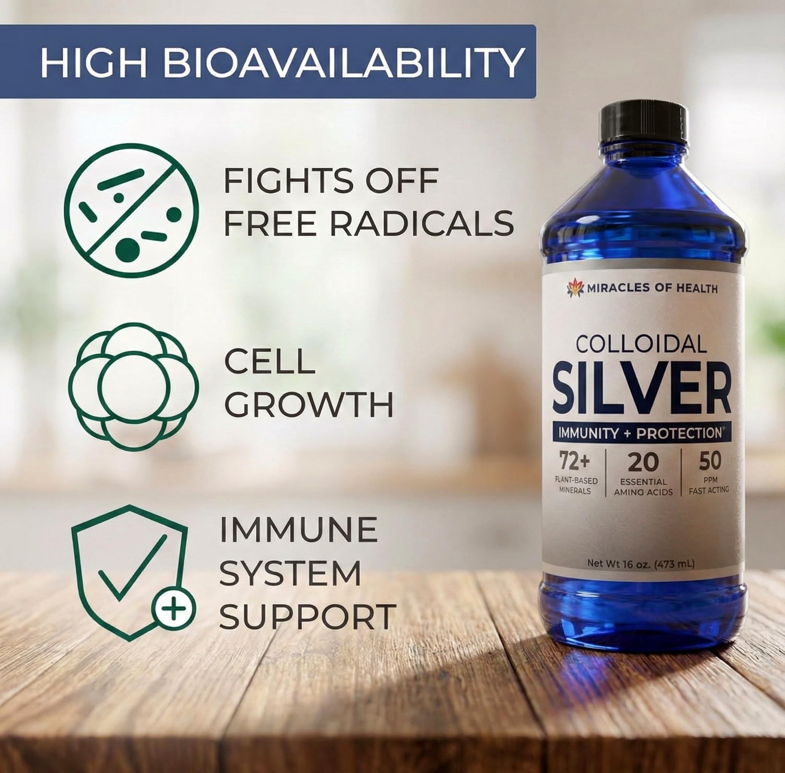 Colloidal Silver 16 oz – 50 PPM Liquid Silver | 16 fl oz Liquid Colloidal Sil…