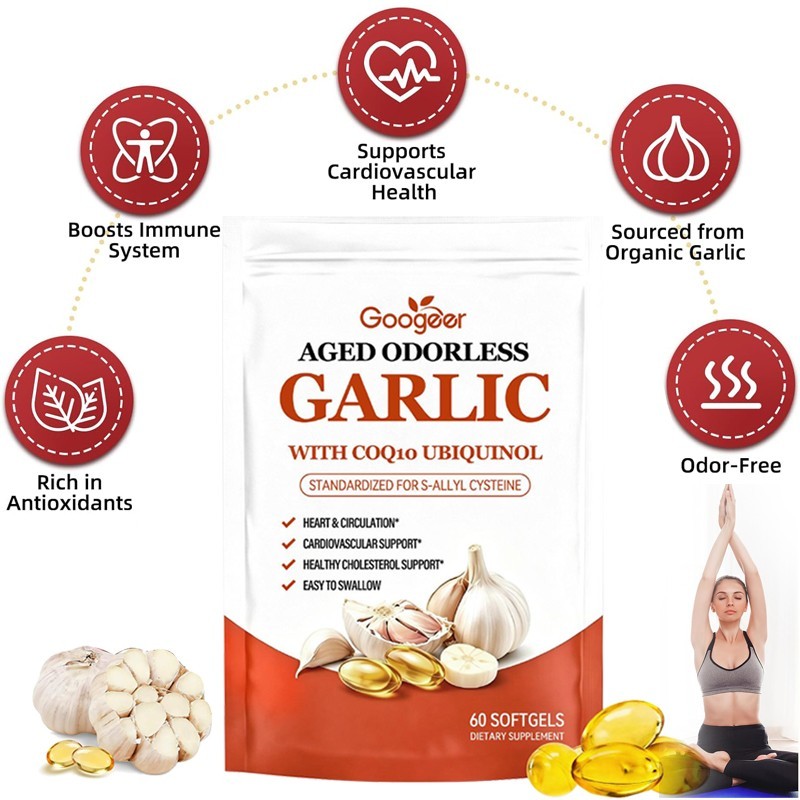 Resilia Garlic Extract 600mg Softgels (60 Count) Odorless Aged Garlic Extra