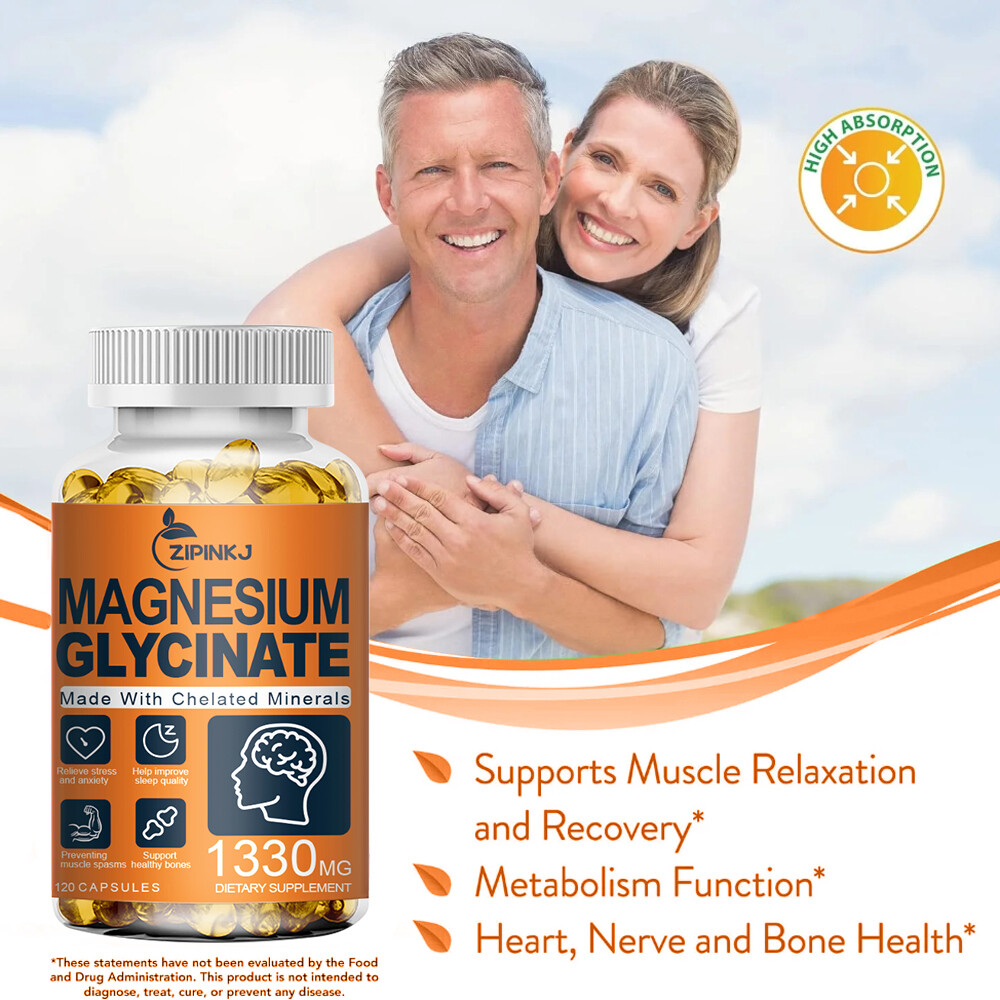 Magnesium Glycinate 1330mg – 120 Capsules For Sleep, Stress Relief Support Bone