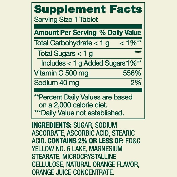 Spring Valley Vitamin C 500mg Chewable Orange Tablets, 60 Count