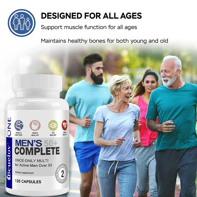 Men’s 50+ Daily Super Multivitamin, High Potency Formula for Brain
