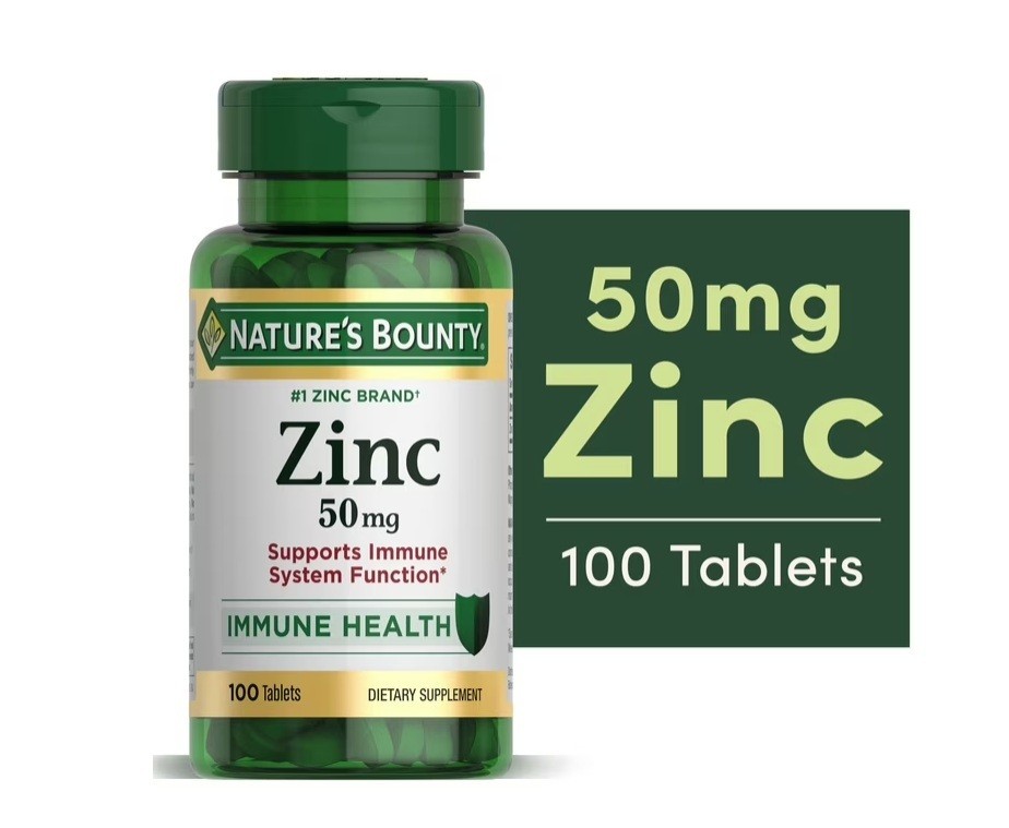 2 PACK Nature’s Bounty Zinc Supports Immune Health 50mg 100 ct Caplets, PK OF 2