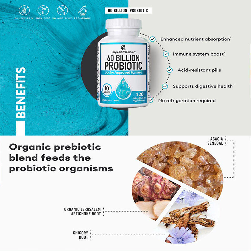Quality 60 Billion Probiotics Immune System Boosting Mood Supports Digestive Gut