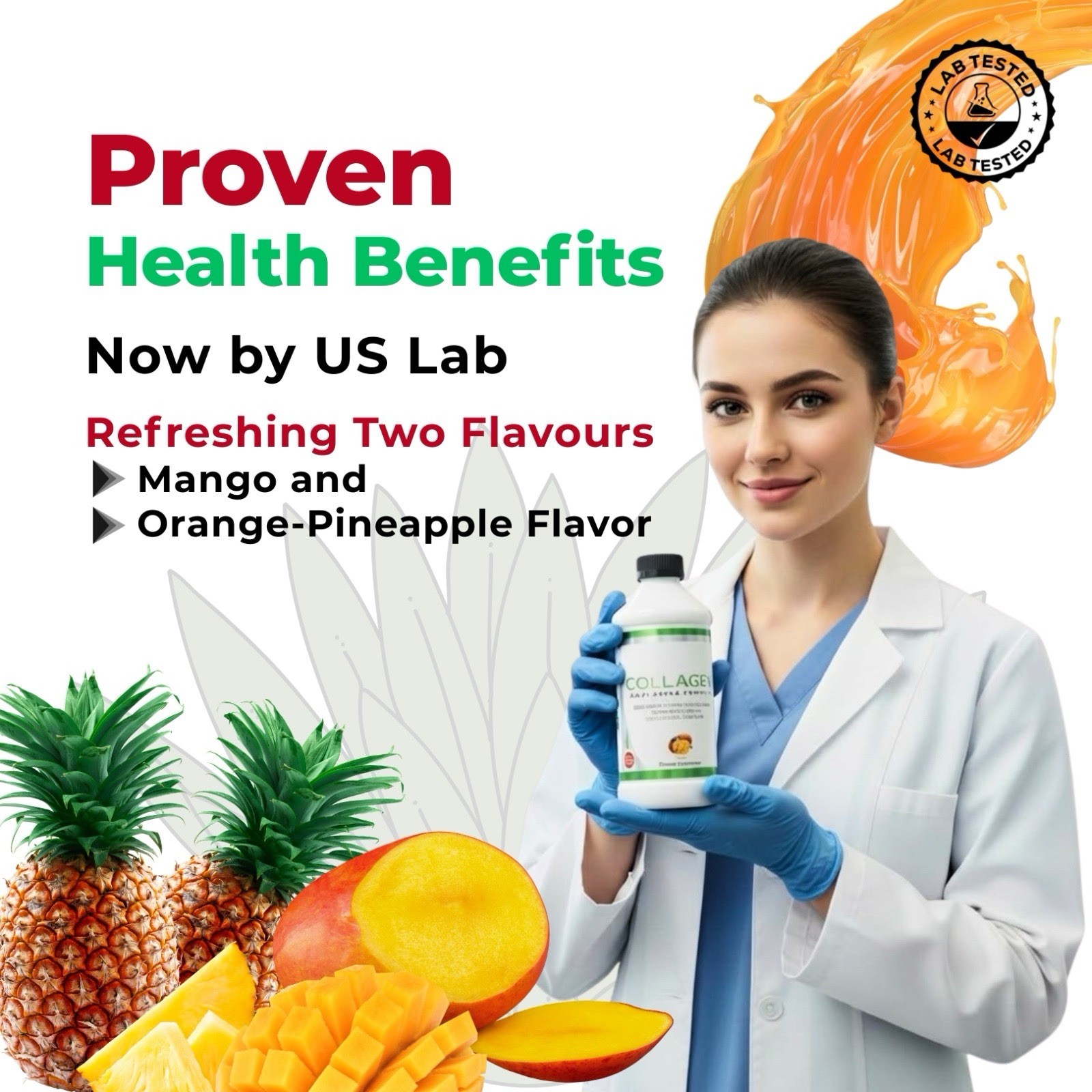 Liquid Collagen, Extra Strength Sugar Free Biotin, Orange -Pineapple 2pack