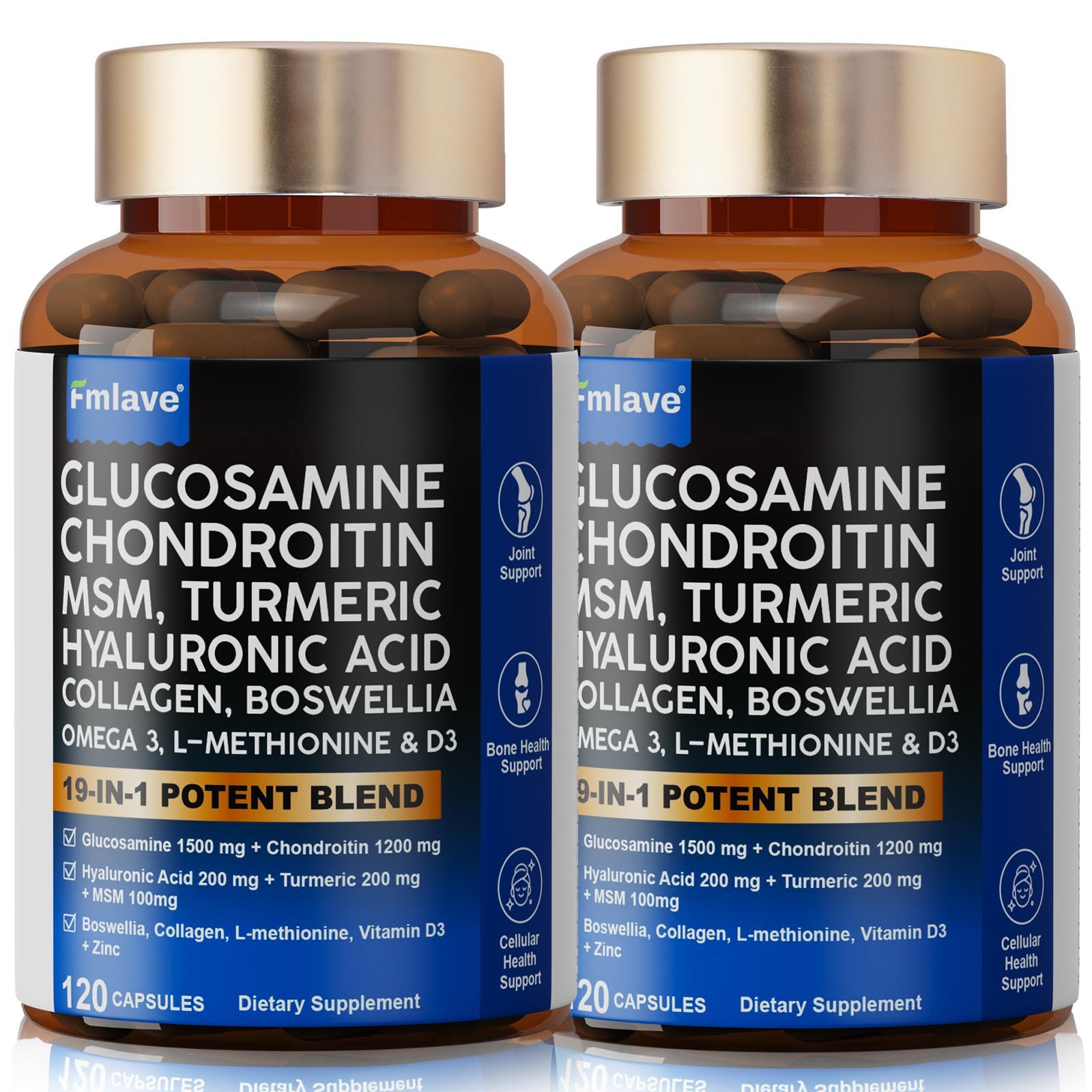 2 Pack Glucosamine Chondroitin Turmeric MSM Triple Strength Joint Support 240ct