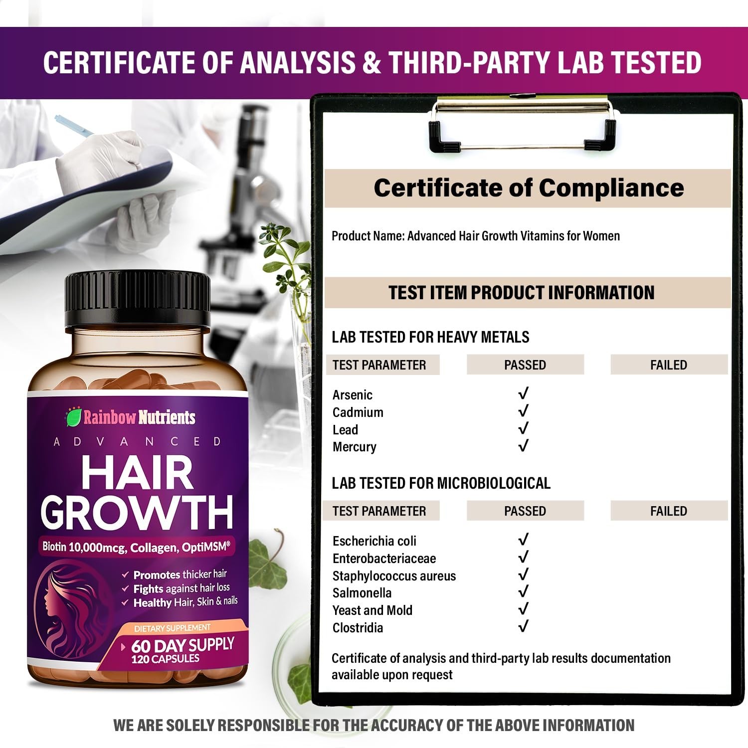 (2 Pack) Hair Growth Vitamins for Women | Biotin 10,000mcg, Collagen, Patente…