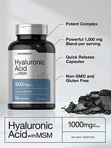 Hyaluronic Acid with MSM | 1000 mg | 120 Capsules | Non-GMO |Free Shipping