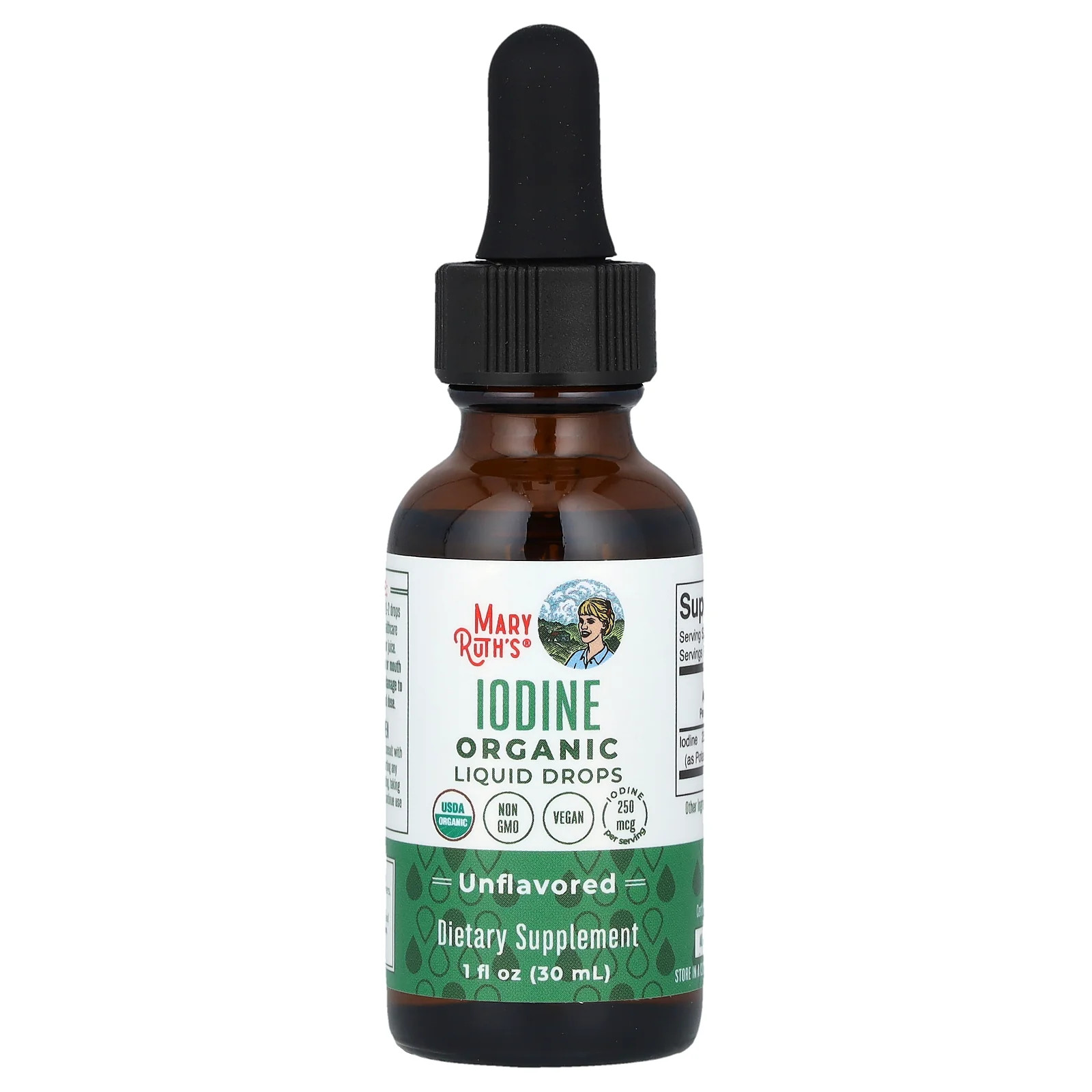 2 X MaryRuth’s, Organic Iodine Liquid Drops, Unflavored, 250 mcg, 1 fl oz (30 m