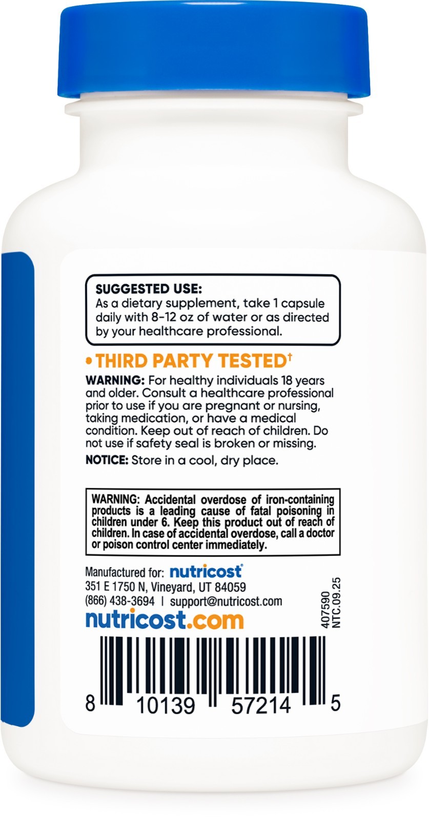 Nutricost Iron Bisglycinate Supplement (25mg) 120 Capsules, Gluten-Free