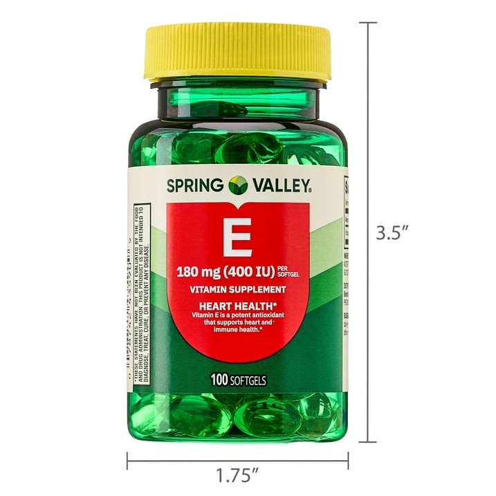 Spring Valley Vitamin E 180mg Softgels Heart Health 100 Count