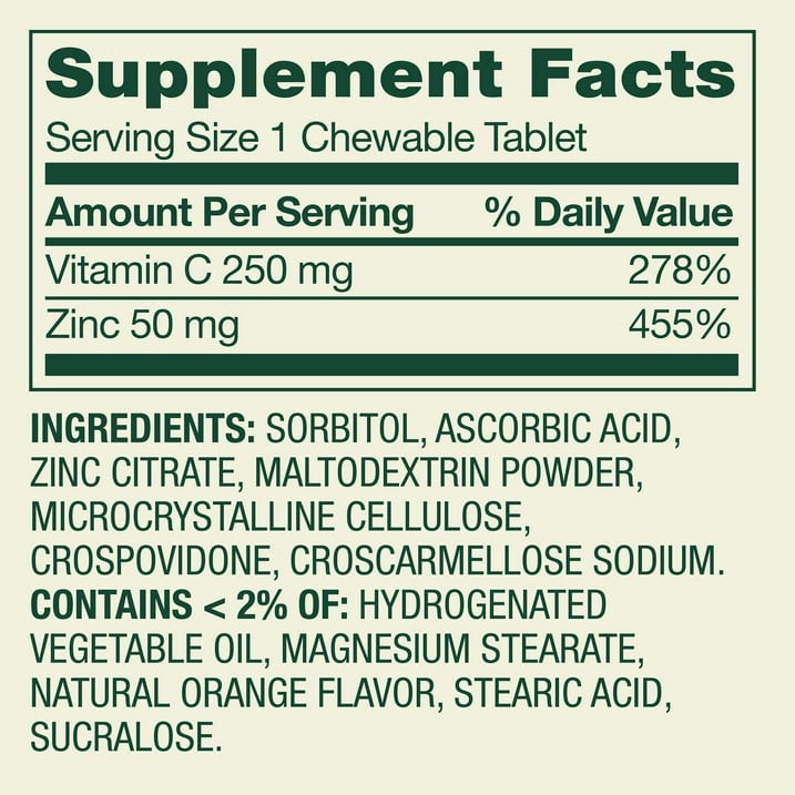 Spring Valley Fast Dissolve Zinc with Vitamin C Orange Tablets 150 Count