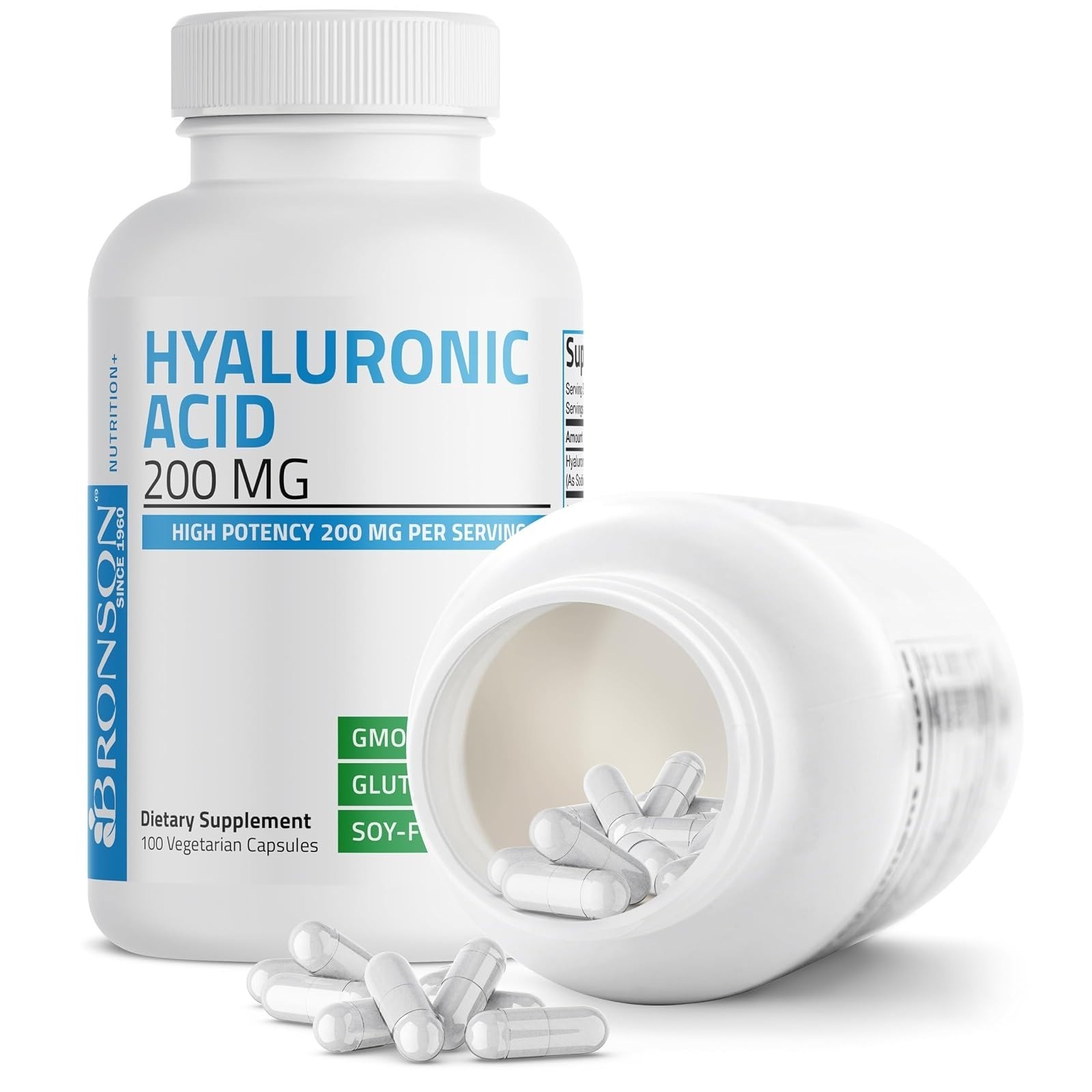 Bronson Hyaluronic Acid 200 MG – Joint & Skin Support – 100 Vegetarian Capsules