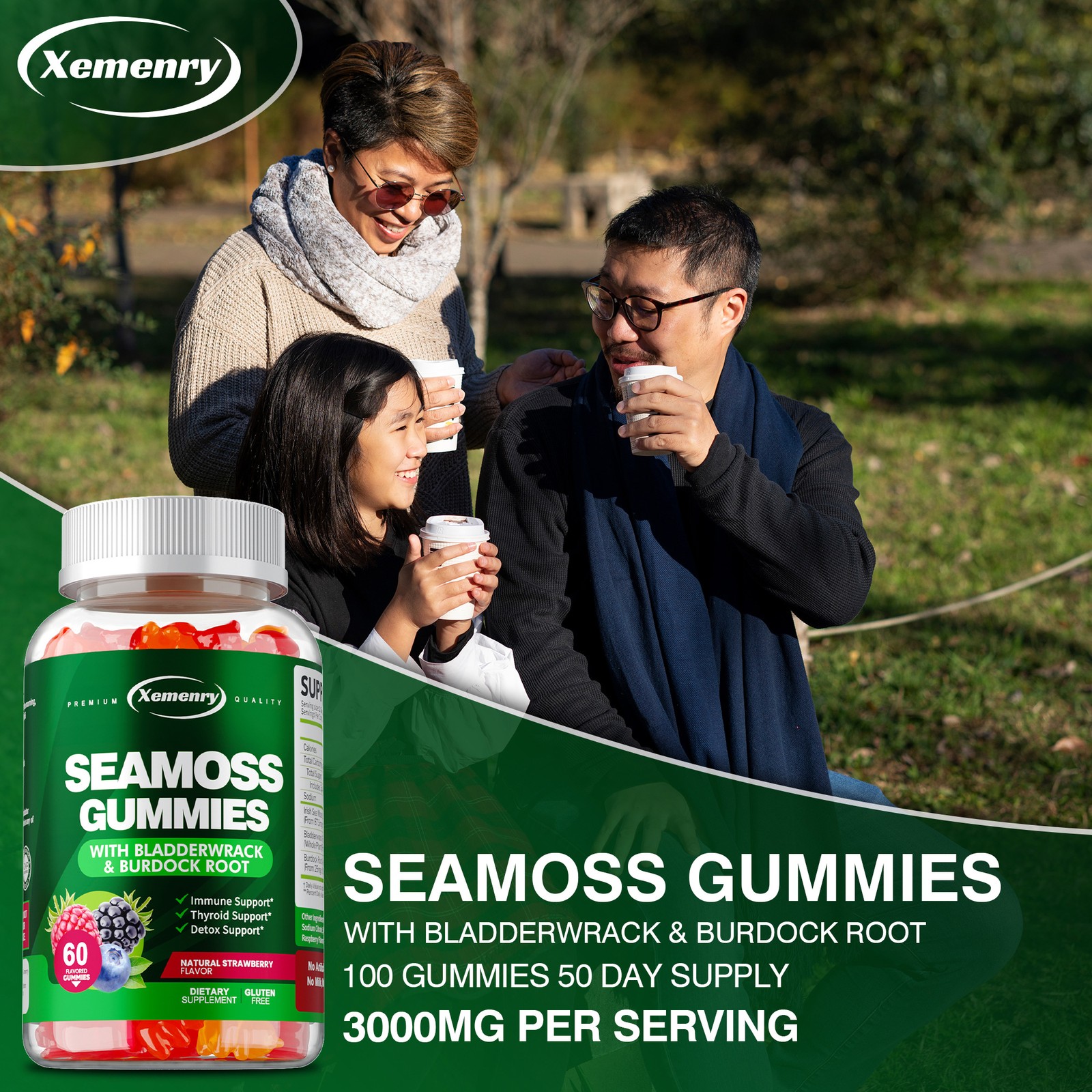 Seamoss Gummies 3000mg – Detox,Thyroid Health, Digestive and Immune Support