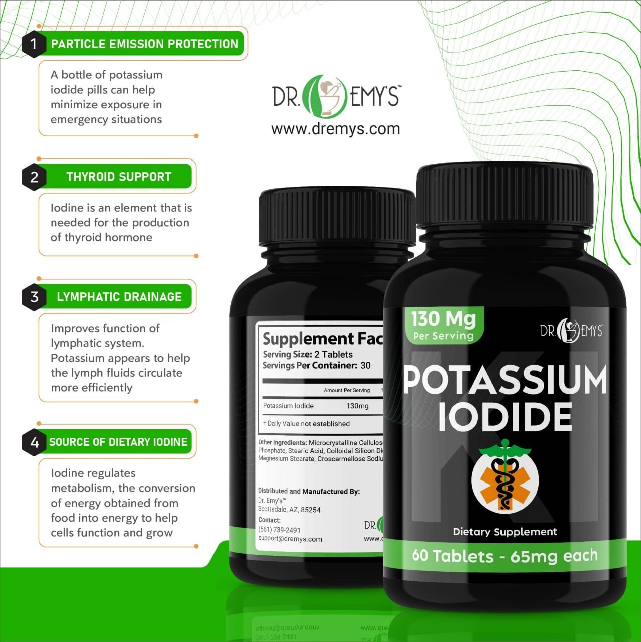 (5PK) – Potassium + Iodide Pills Tablets☆130 mg Supplement☆Survival Kit Fallout