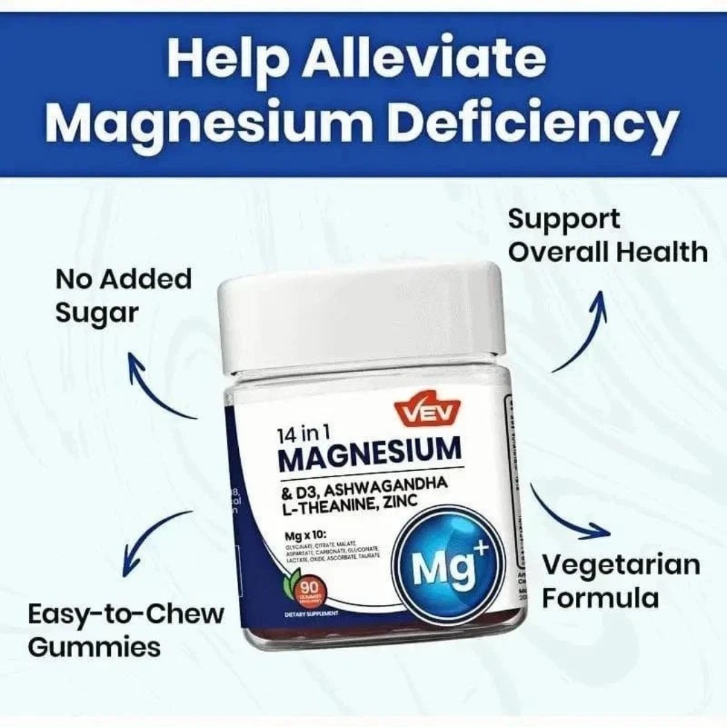2-Pack VEV 14-in-1 Magnesium Gummies with Vitamin D3 & Ashwagandha 90 Count