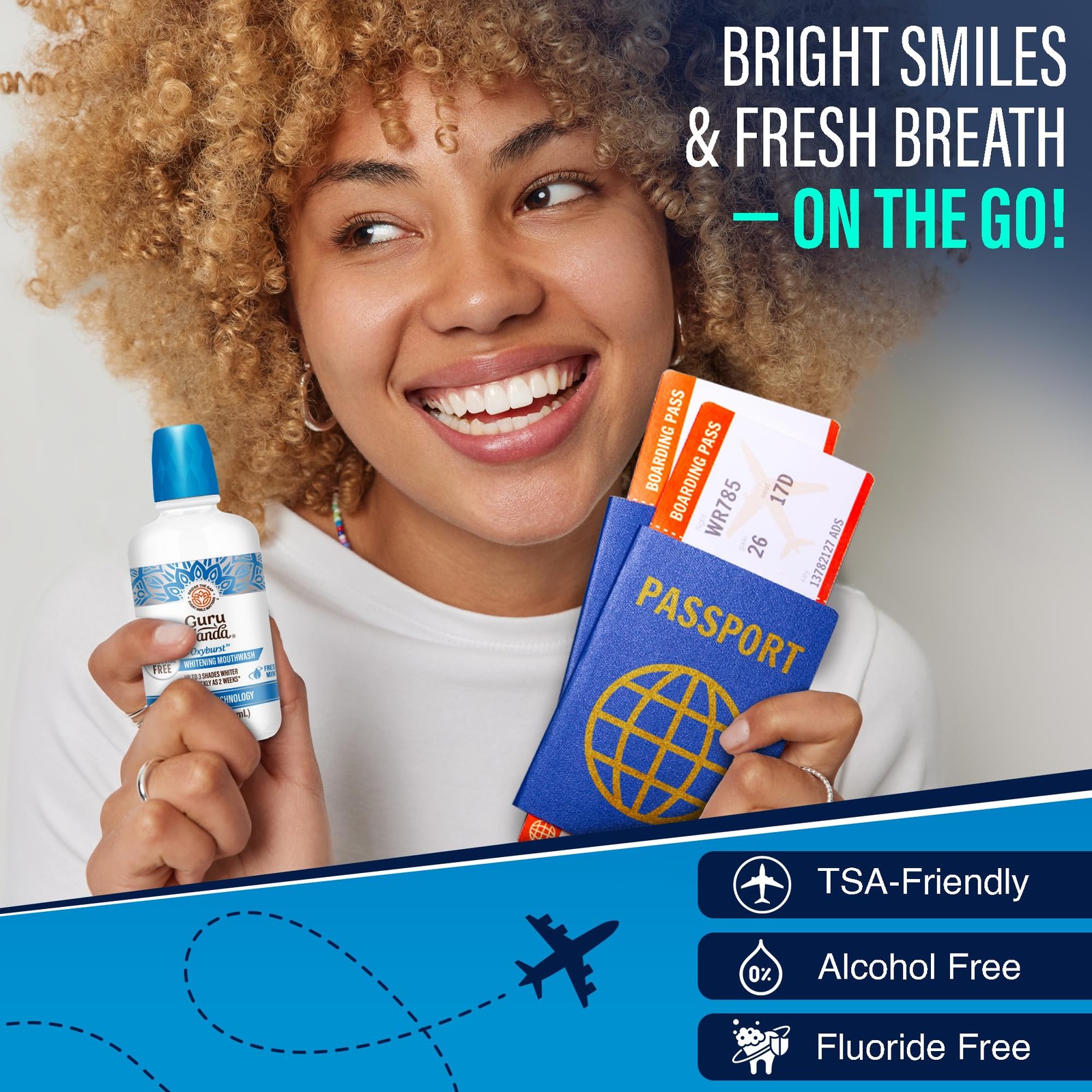 GuruNanda Oxyburst Teeth Whitening Mouthwash – 3 Fl Oz (Pack of 1), Clear