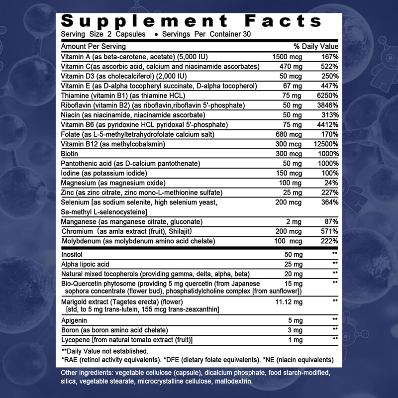 Two-Per-Day (Multivitamin & Minerals) High Potency 30/60/120 Capsules