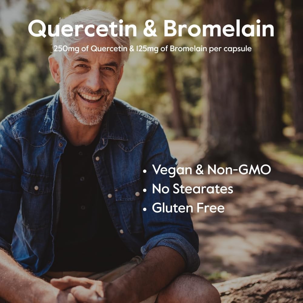 Potent Quercetin 500mg with Bromelain for Antioxidant Support – 120 Count