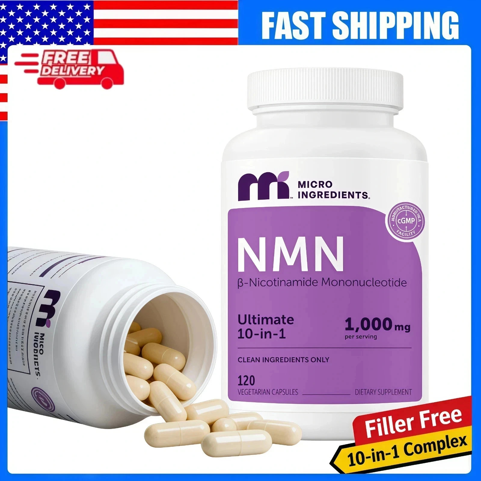 NMN Complex 1,000mg – Resveratrol, Caps | 10-in-1 NAD+ Booster containing 120…