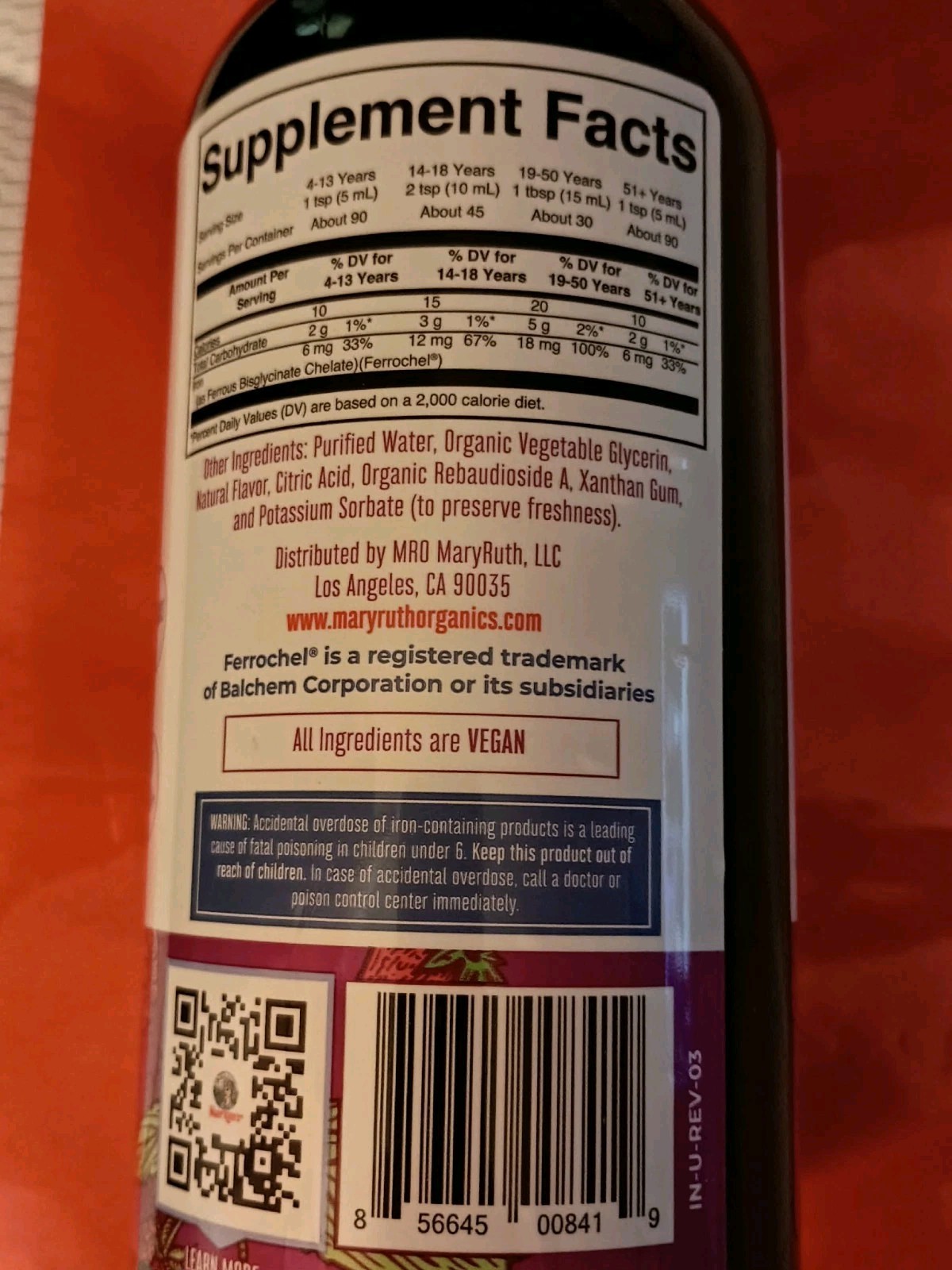 2 Mary Ruth’s liquid Iron Supplement for women, men & kids 15.22fl oz EXP 07/26