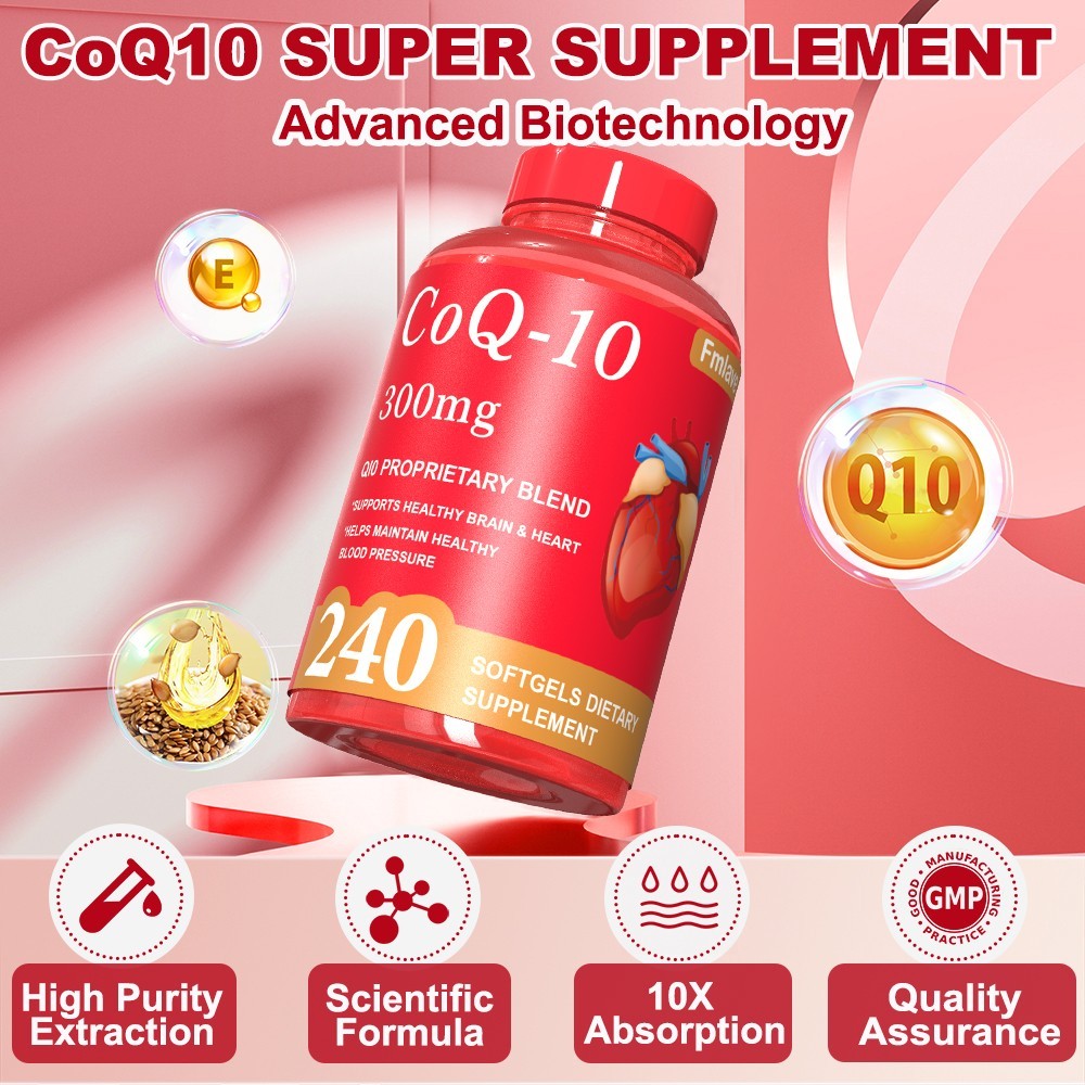 CoQ-10 300mg 240 Softgels Coq10 Co Q10 Coenzyme Heart Support NON GMO Free Ship