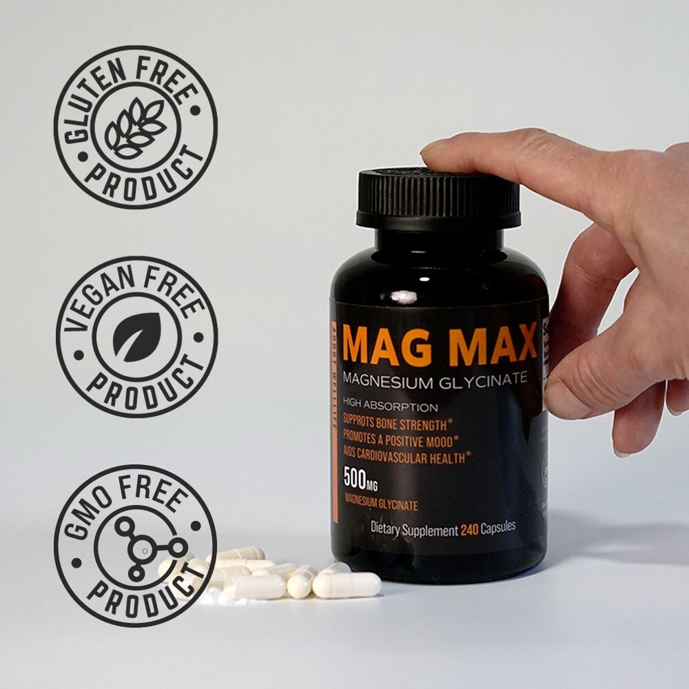 Magnesium Glycinate 500mg – 240 Capsules | 8-Month Supply | USA Formulated Premi