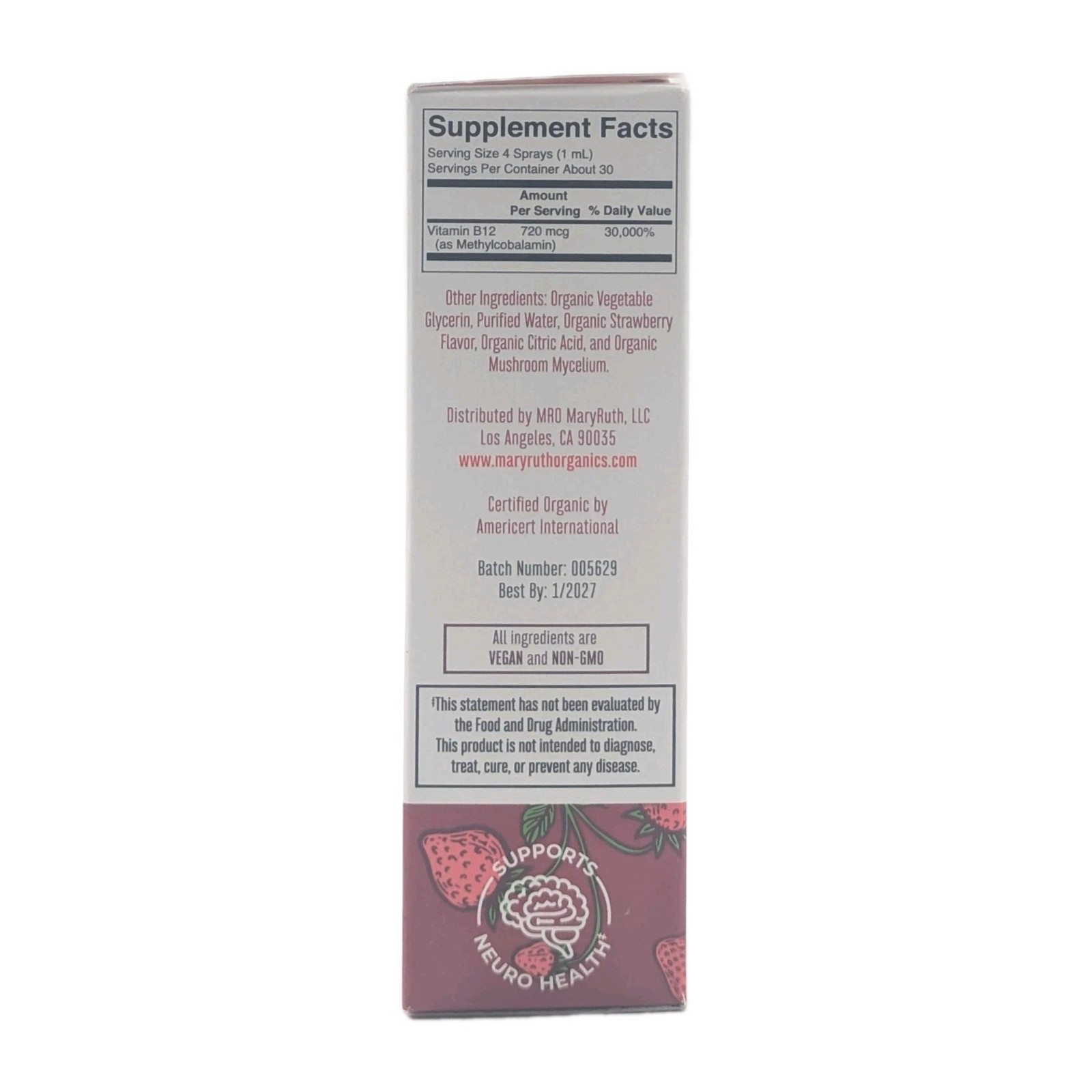 MaryRuth Organic Vitamin B12 Liquid Spray | 720 mcg | 1 Fl Oz | EXP 1/2027 | New