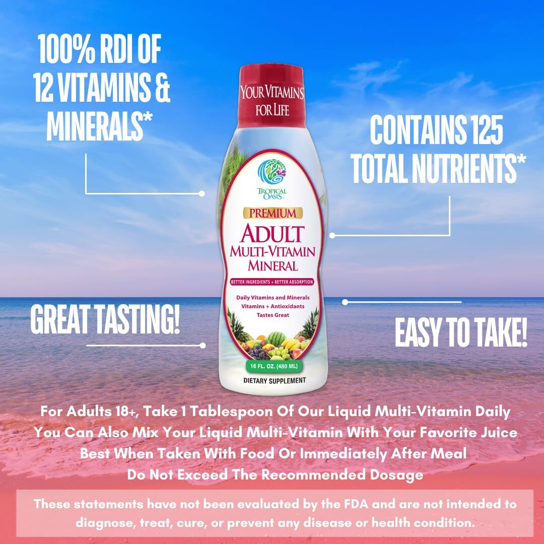 Tropical Oasis Liquid Multivitamin with Minerals Amino Acids 16 Fl Oz