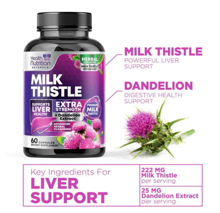 Milk Thistle Supplement for Liver Detox and Cleanse 1000mg, Milk Thistle Extract