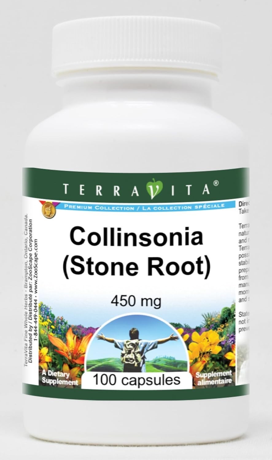 Collinsonia Stone Root 450mg – 100 Easy-to-Swallow Capsules for Digestive Health