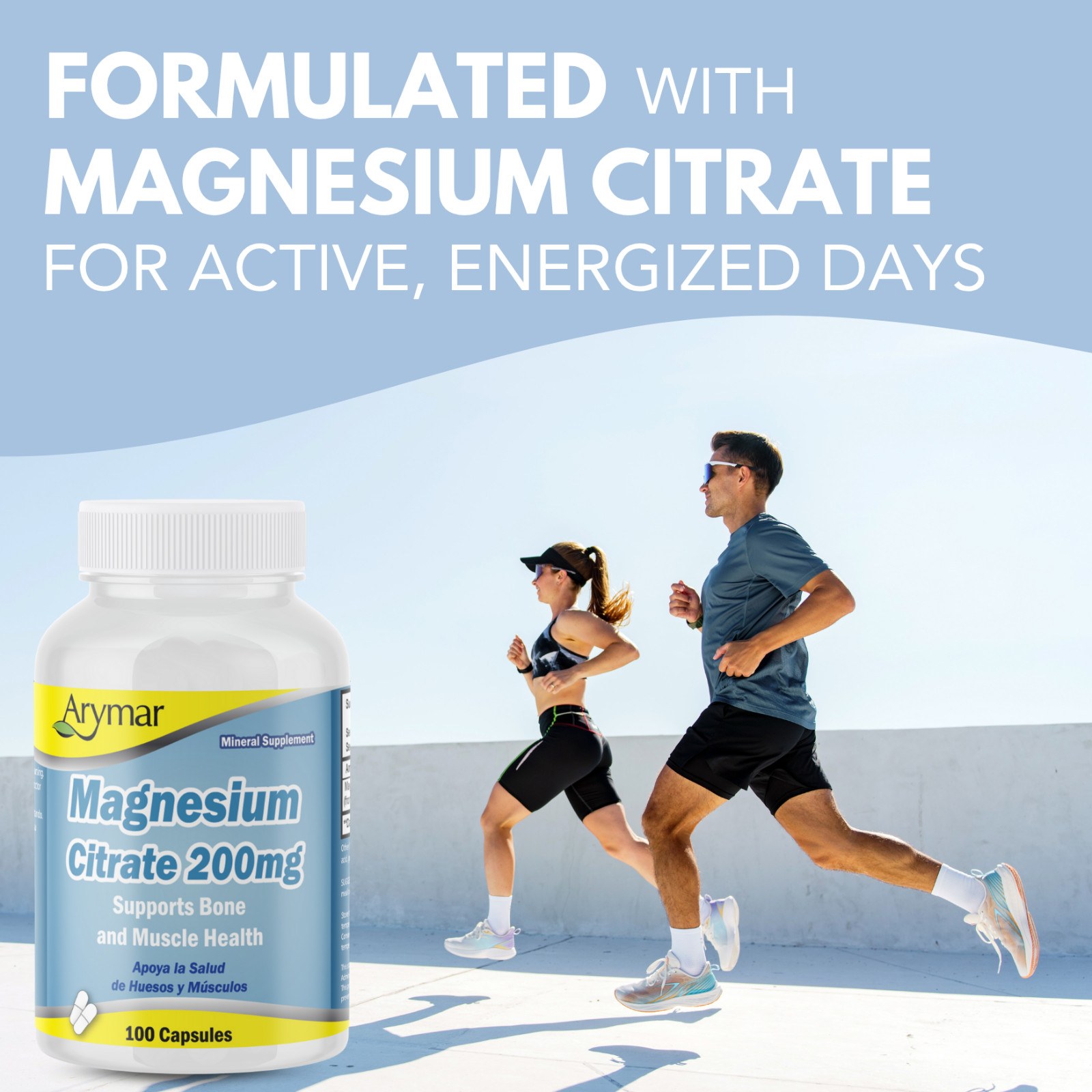 Arymar Magnesium Citrate 1250mg, 200mg Magnesium – 100 Capsules