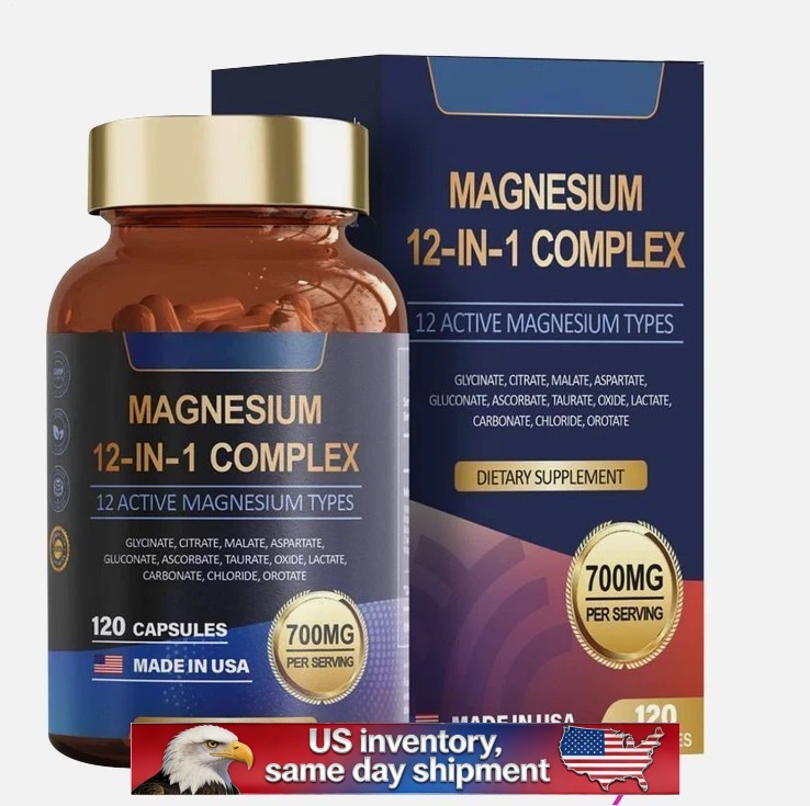 1-3 PACK Magnesium Complex 700mg 12 in 1 Magnesium Supplement with 120 counts-+
