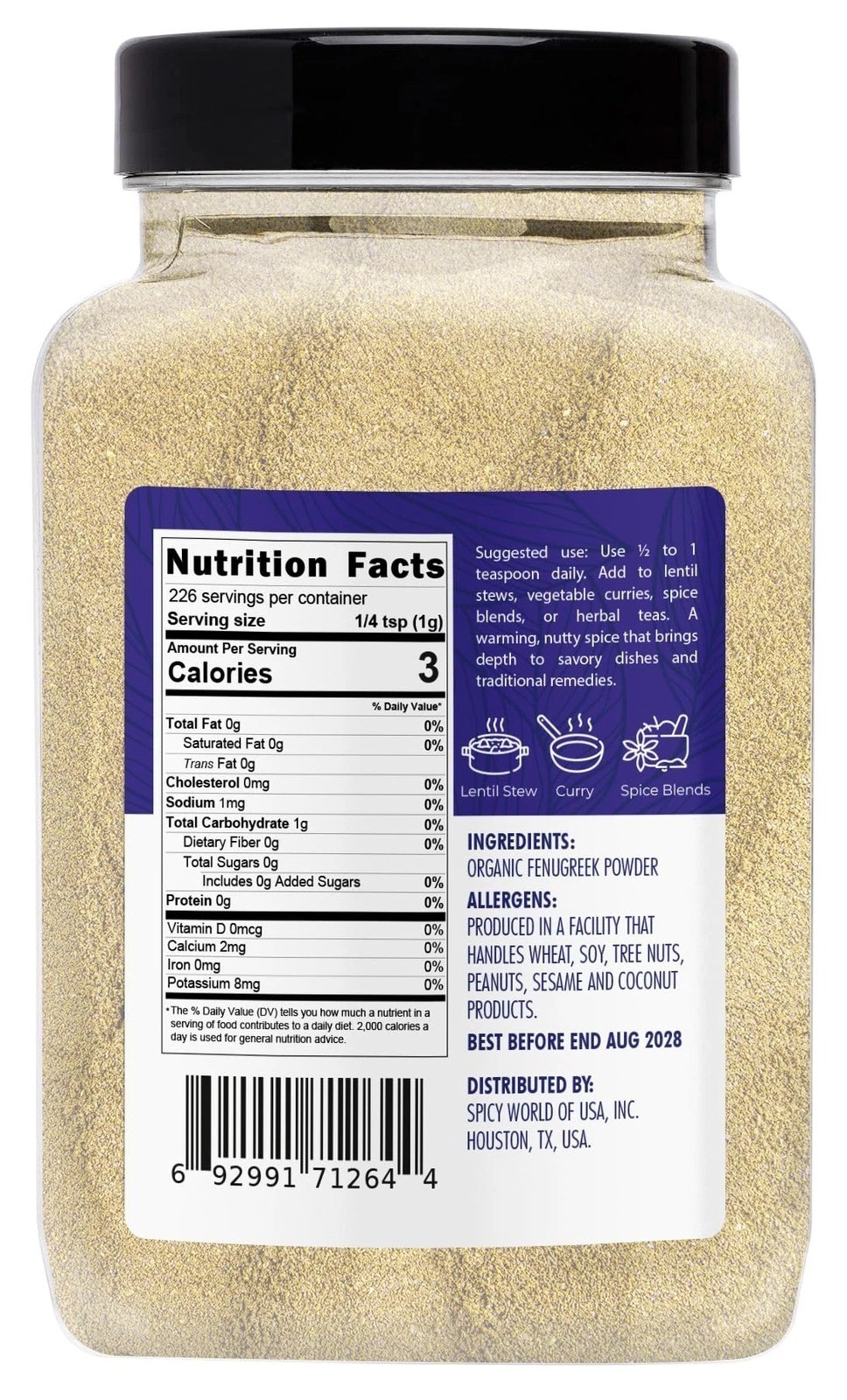 Organic Fenugreek Powder 8oz Jar – Gluten Free, Non-GMO, Methi Powder, Pure,…