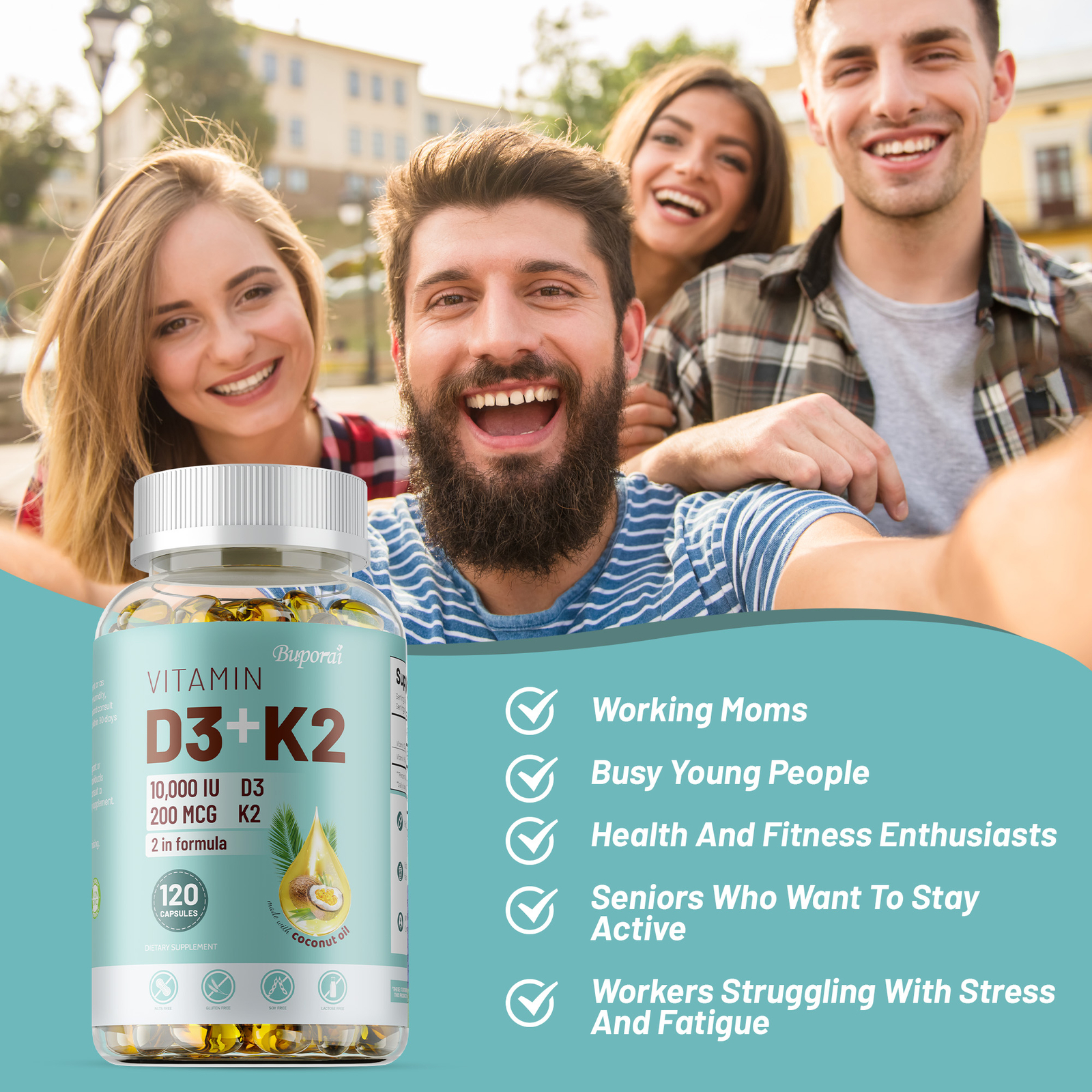Vitamin D3 + K2-Immune & Metabolism Support-Bone & Joint Health,Boosts Immunity