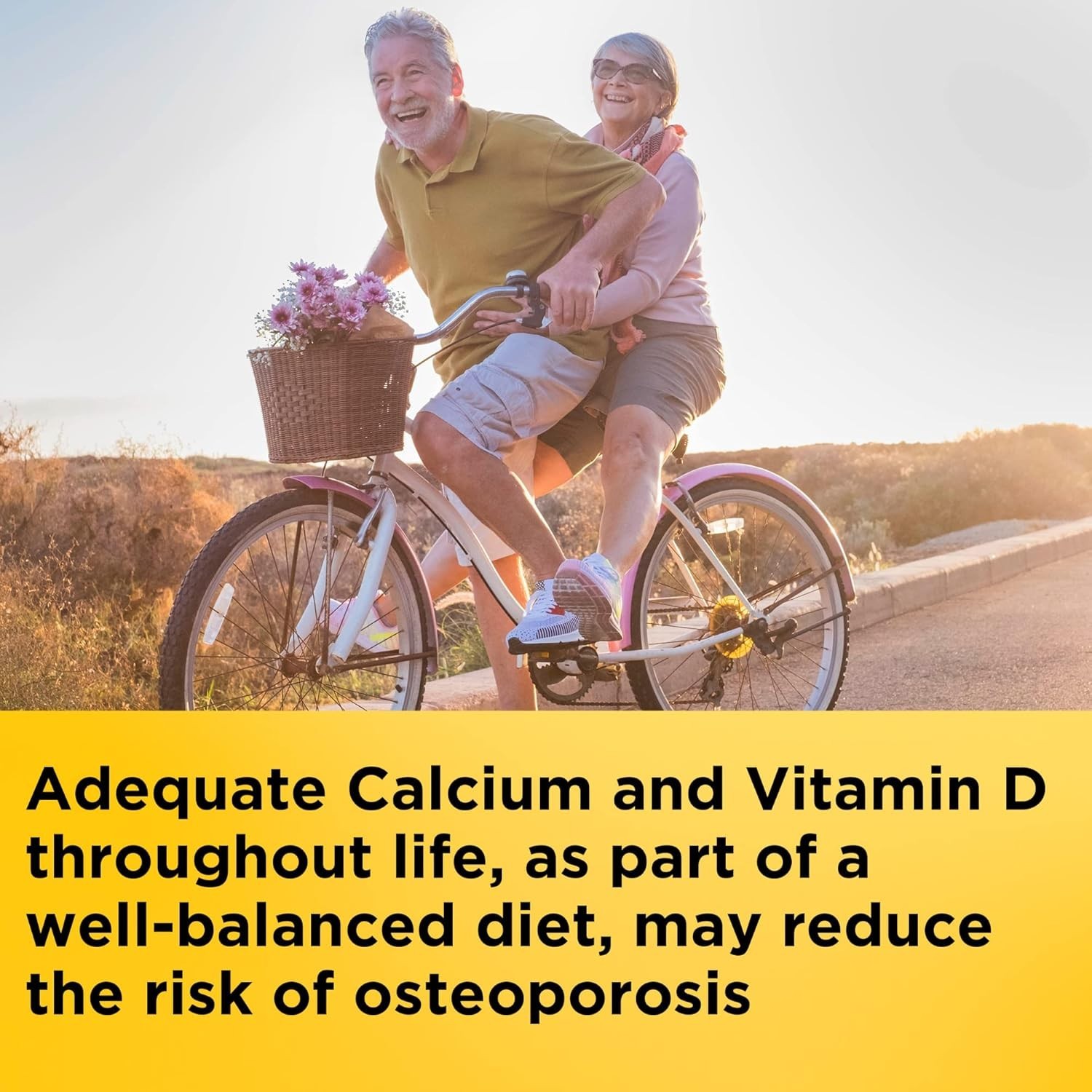 Daily Calcium 600 mg & Vitamin D3 for Strong Bones – 60 Easy-to-Swallow Tablets