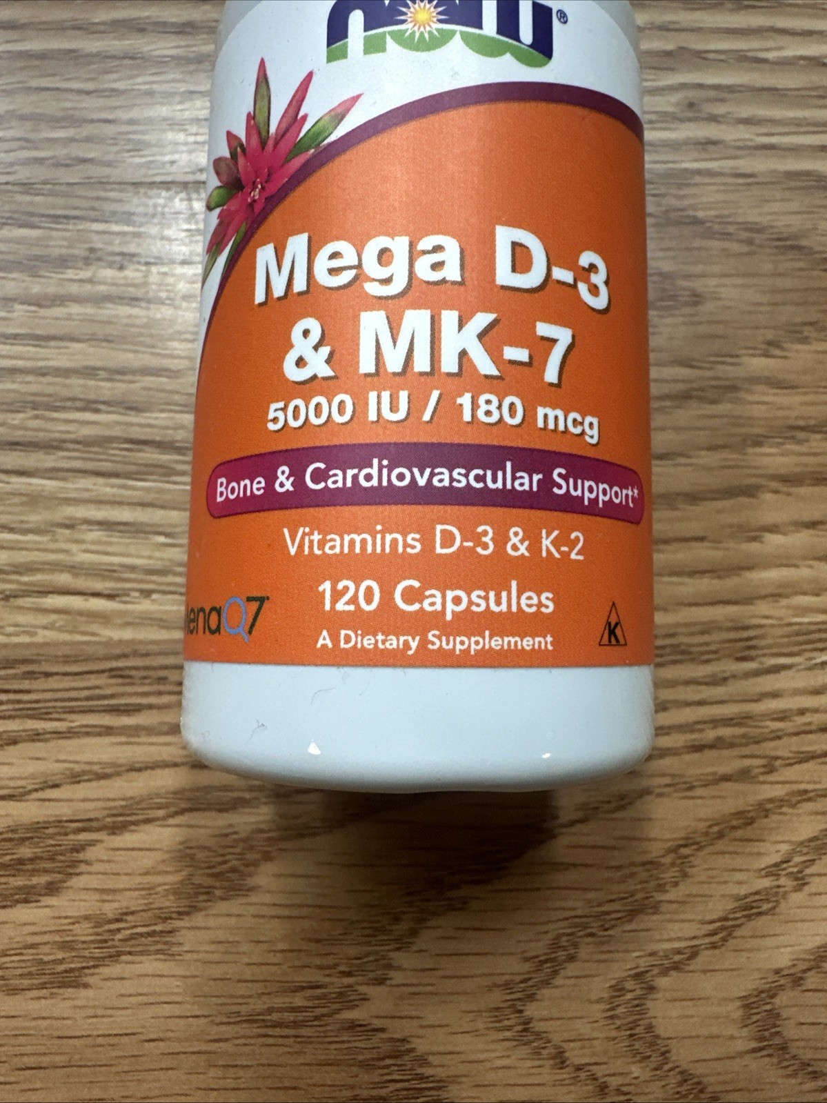 NOW FOODS Mega D-3 & MK-7 120 Veg Capsules Exp 10/2027