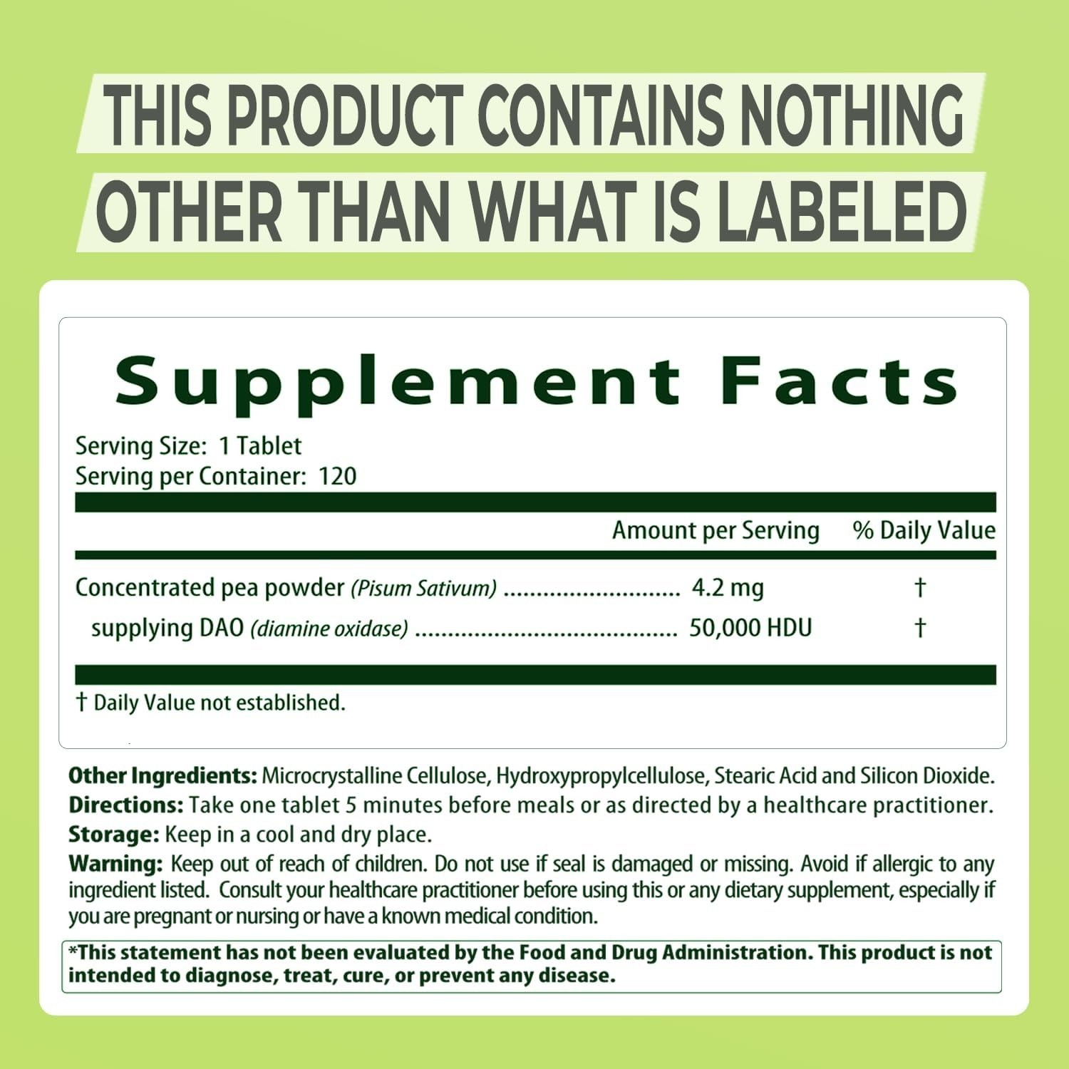 MAX DAO Enzyme Supplement 120 Tablets, 50,000 HDU per Tablet Adjustable Dosage,