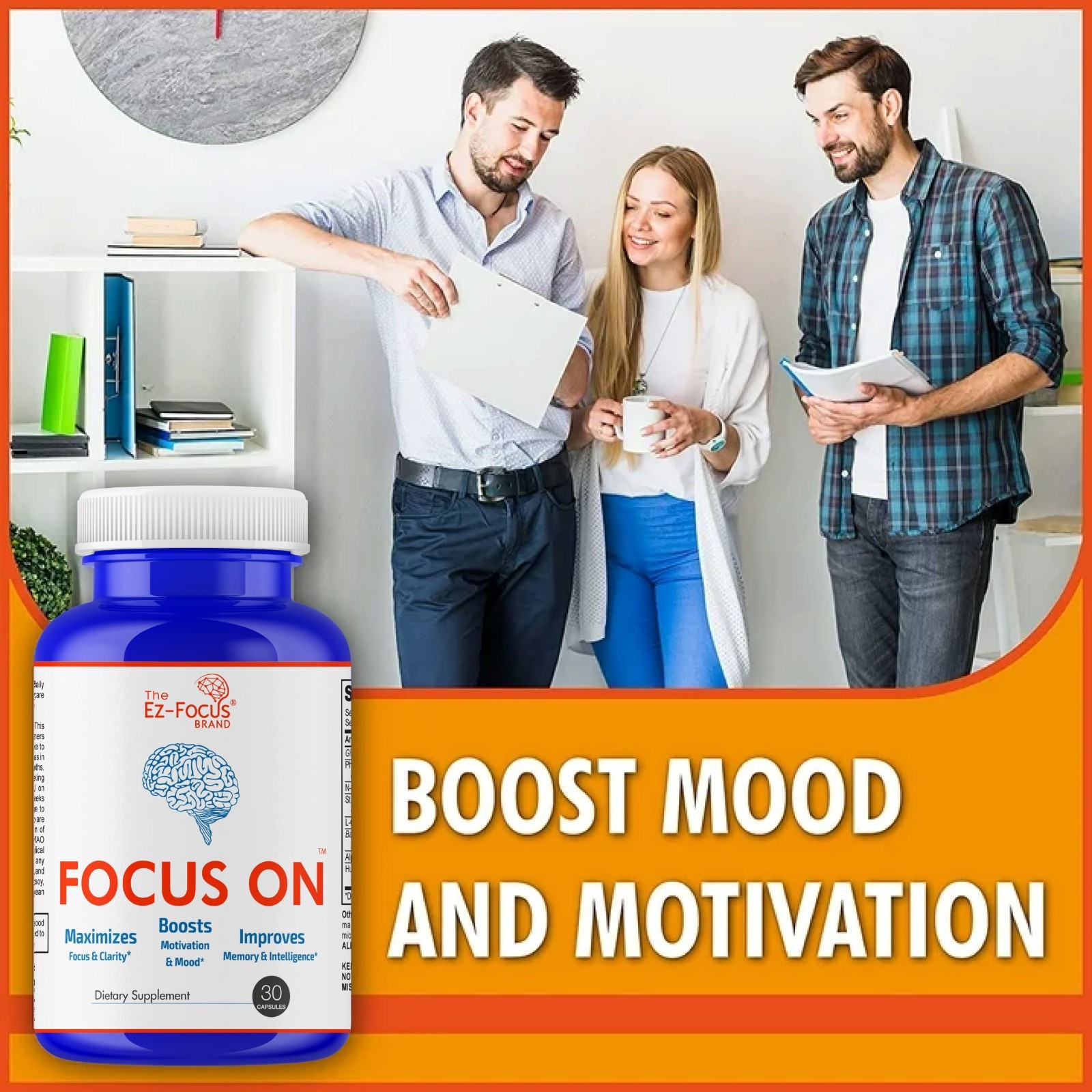 Adult Vitamin Brain Boost Nootropics for Focus Memory Clarity Sharp Mind 30Caps