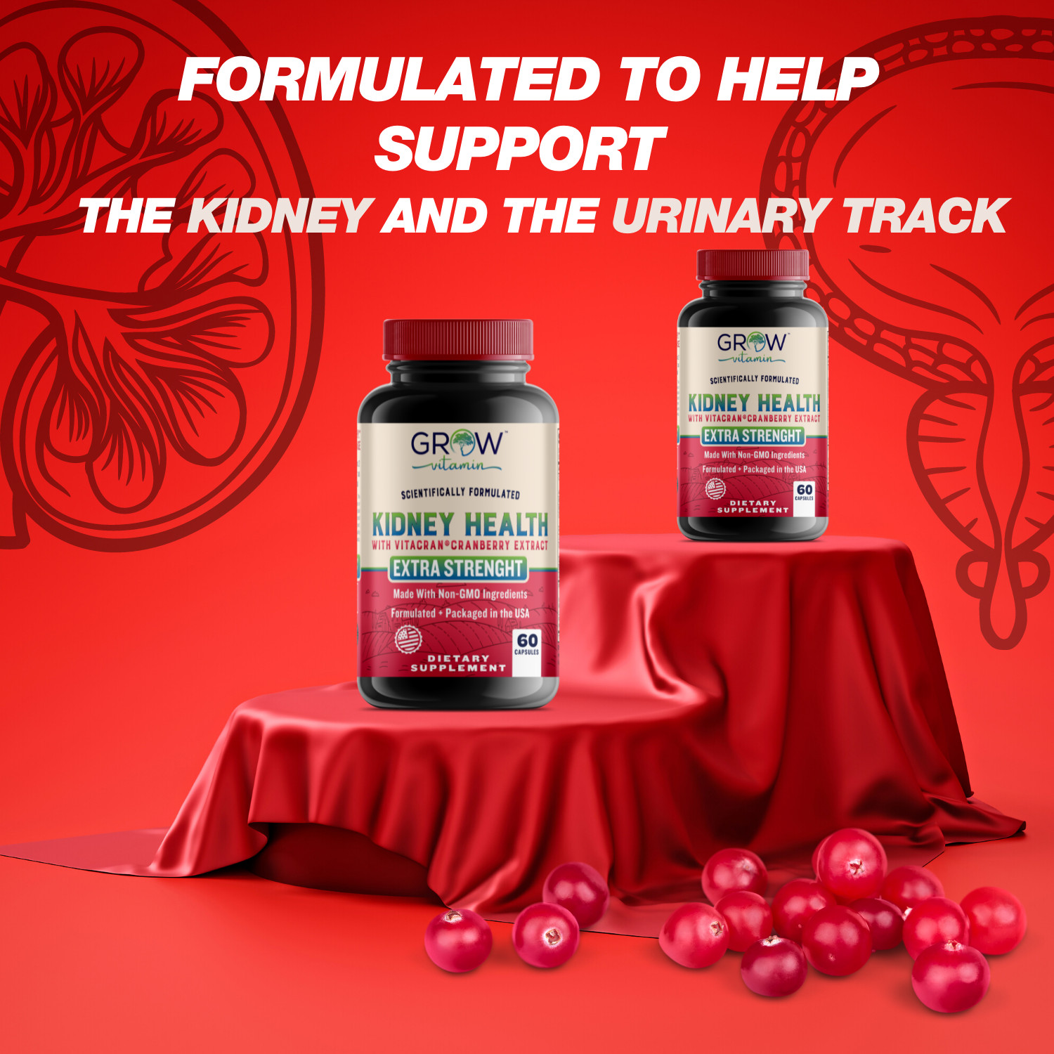 Premium Kidney Support Supplement by grow vitamin | Kidney Cleanse EXP 07/2024