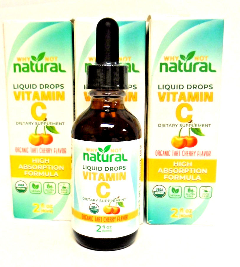 3X Why Not Natural Liquid Drops Vitamin C Dietary Supplements 2 fl oz Exp 2/2027