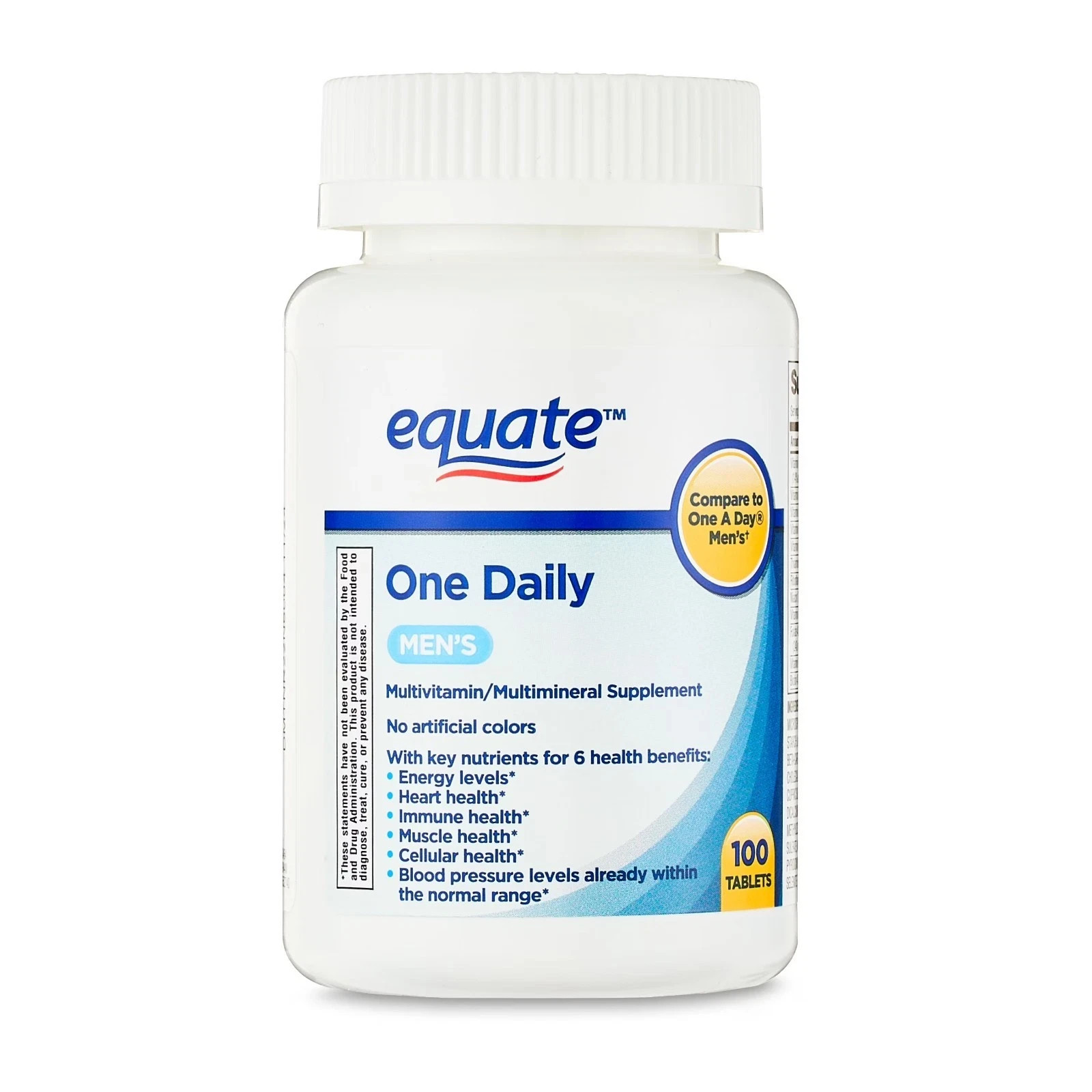 Equate One Daily Men’s Multivitamin/Multimineral Supplement Tablets, 100 Count,