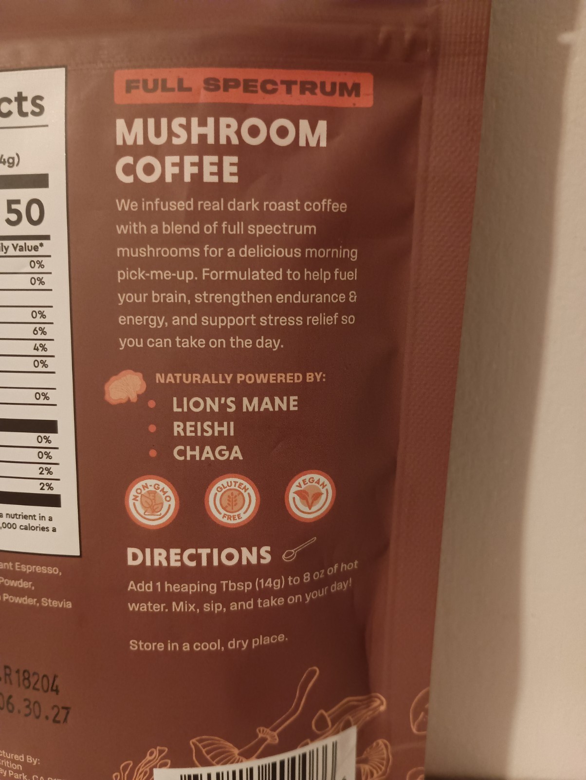 Shroomology™ Full Spectrum Mushroom Coffee Dark Roast 5 Oz Non GMO, Vegan & GF
