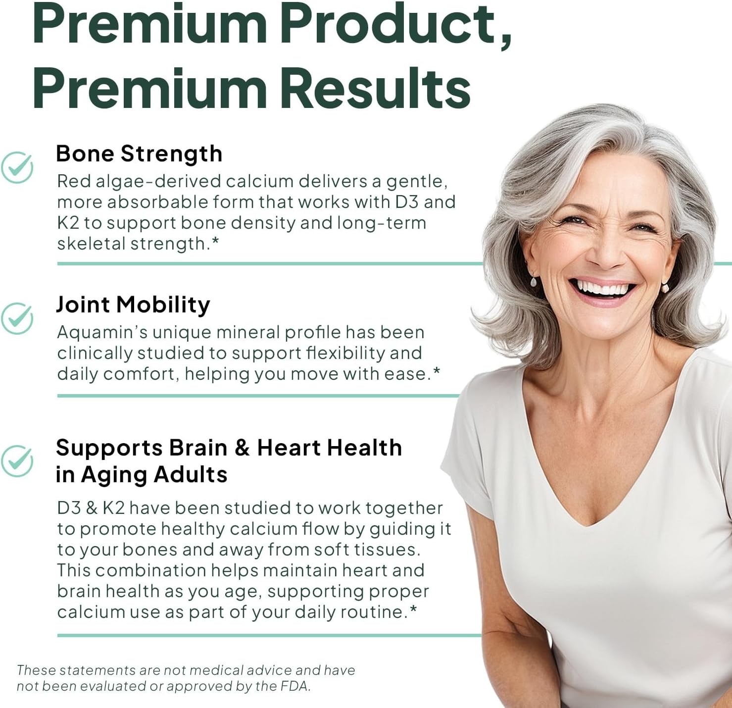 Organics Ocean Better Calcium – Organic Red Algae Calcium with Vitamin D3 and K2