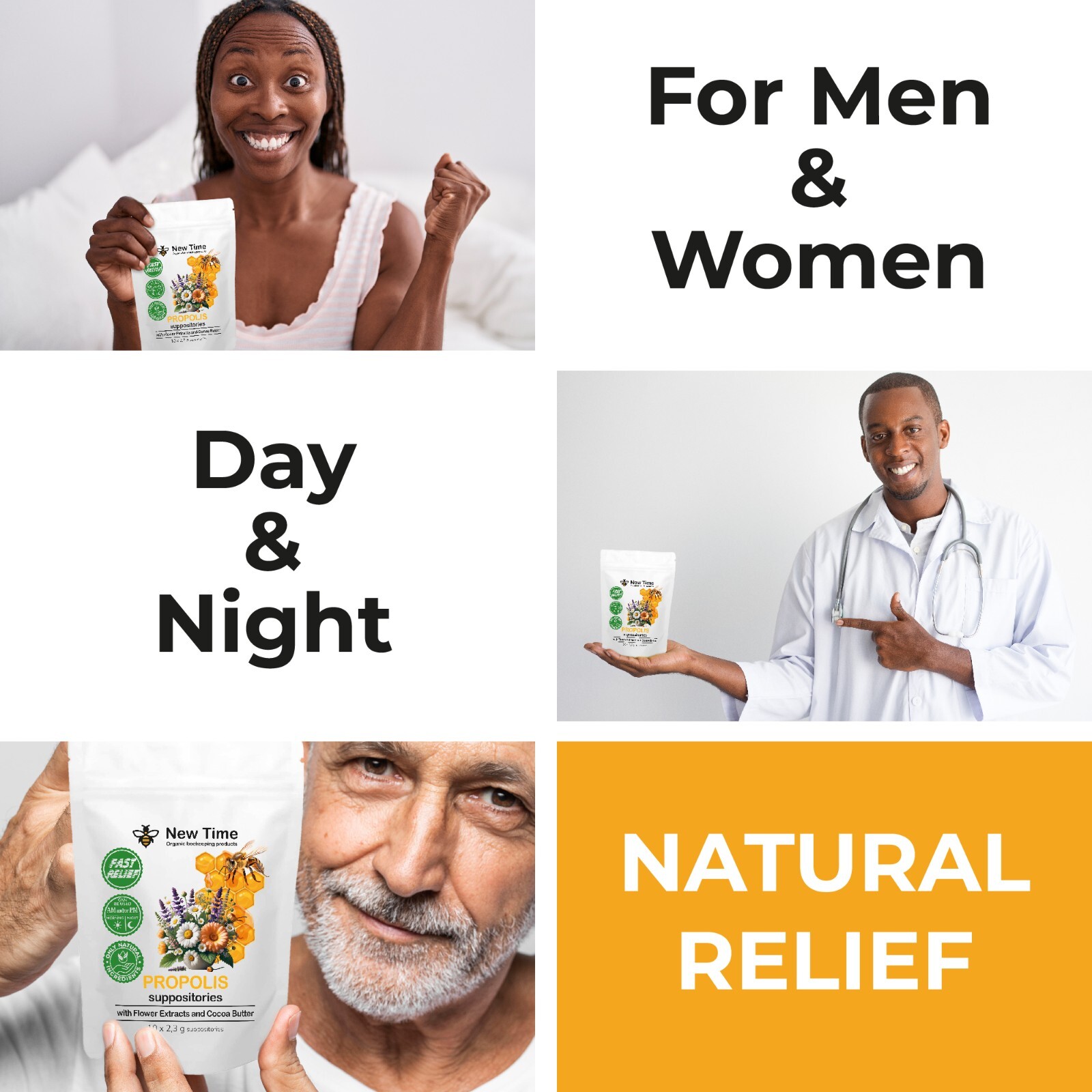 Propolis Suppositories for Men, Women, Organic Relief, 3 pack – 30 days supply