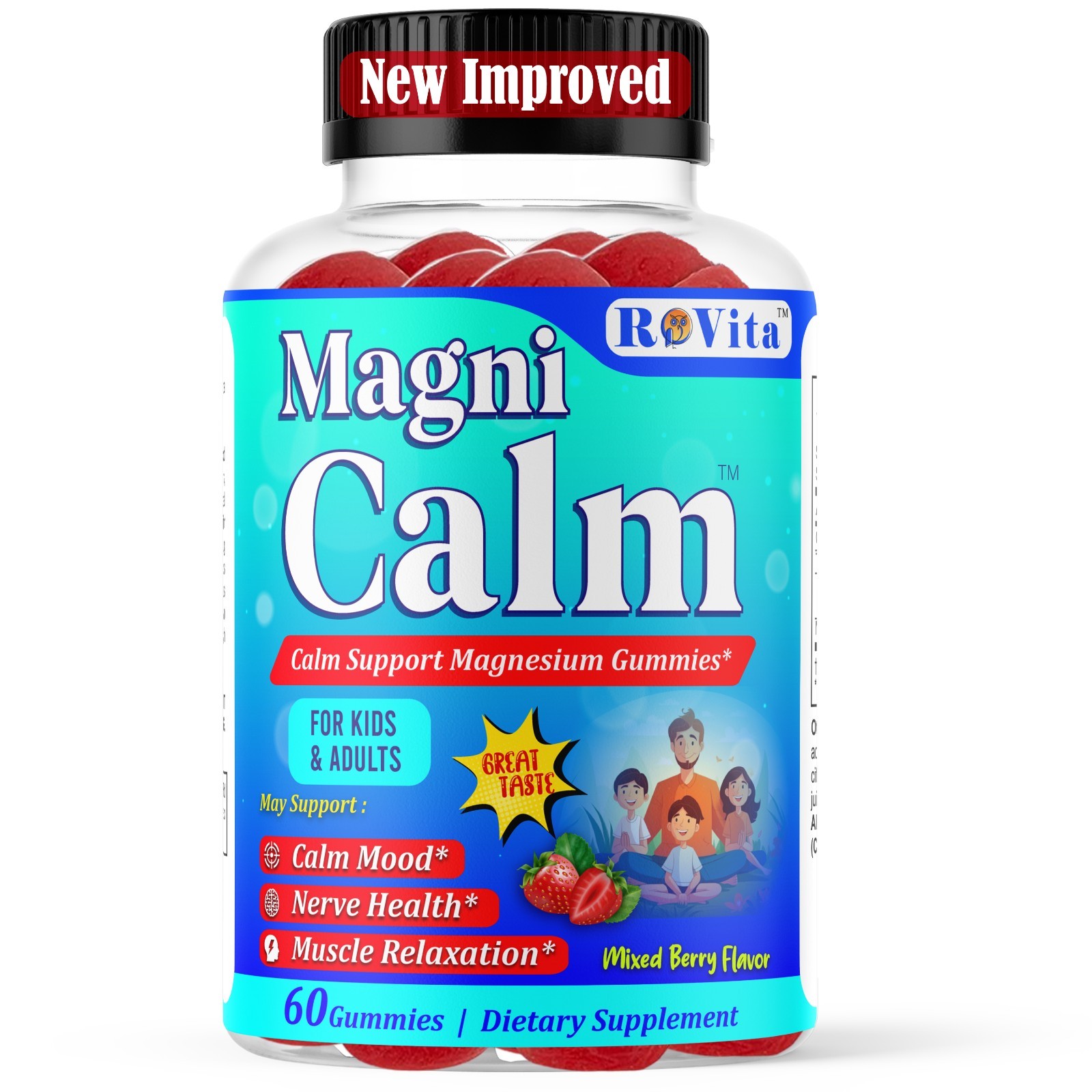 Magnesium Citrate Kids Adult Anti-Stress Gummies | Calm & Relax 60 Gummies