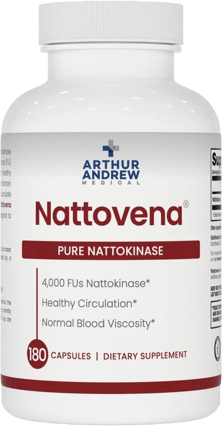 Nattovena Pure Nattokinase Supplement – Double Strength 4,000 FUs, 180 Capsules